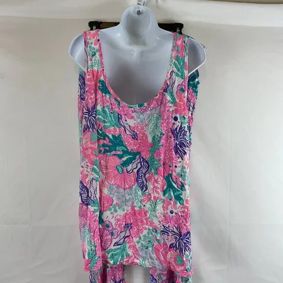 Lilly Pulitzer Pajama Set XXL Multi Seaside Carnivale Knit XXL Tank Pants Pink - Picture 7 of 16